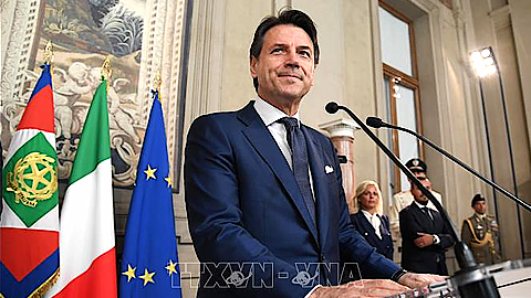 Thủ tướng Italy được chỉ định Giuseppe Conte trong cuộc họp báo sau khi hội kiến Tổng thống Sergio Mattarella tại Rome ngày 29/8/2019. Ảnh: THX/TTXVN