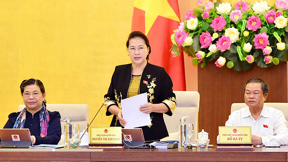Chủ tịch Quốc hội Nguyễn Thị Kim Ngân phát biểu khai mạc Phiên họp thứ 37. Ảnh: VGP/ Nhật Bắc
