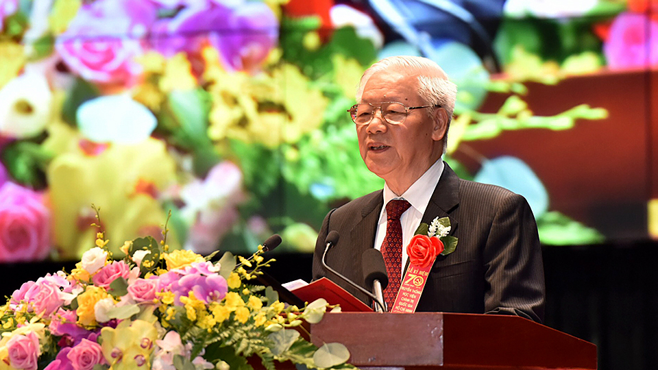 Tổng Bí thư, Chủ tịch nước Nguyễn Phú Trọng phát biểu tại Lễ kỷ niệm. Ảnh: Duy Linh