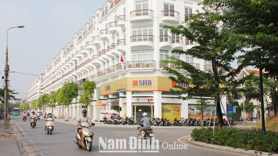 Dãy Shop-house mặt đường Trần Phú, Khu đô thị Dệt may, thành phố Nam Định.