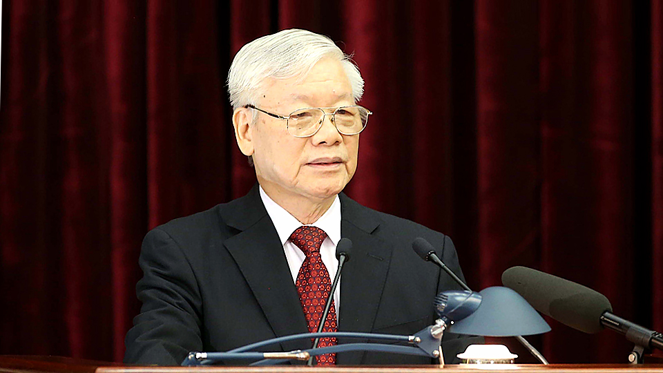Tổng Bí thư, Chủ tịch nước Nguyễn Phú Trọng phát biểu khai mạc hội nghị.