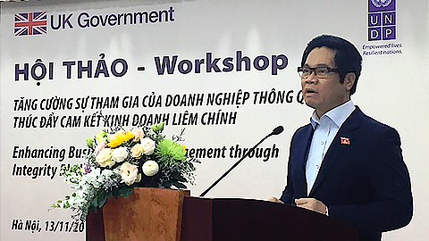 Ông Vũ Tiến Lộc, Chủ tịch VCCI phát biểu khai mạc hội thảo.