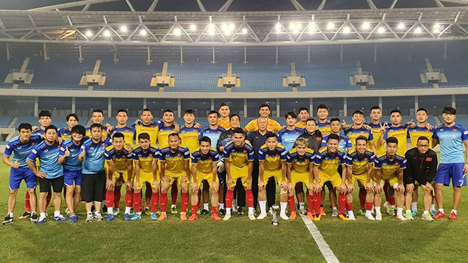 Đội tuyển Việt Nam trước trận gặp đội tuyển Thái-lan.Ảnh: VFF