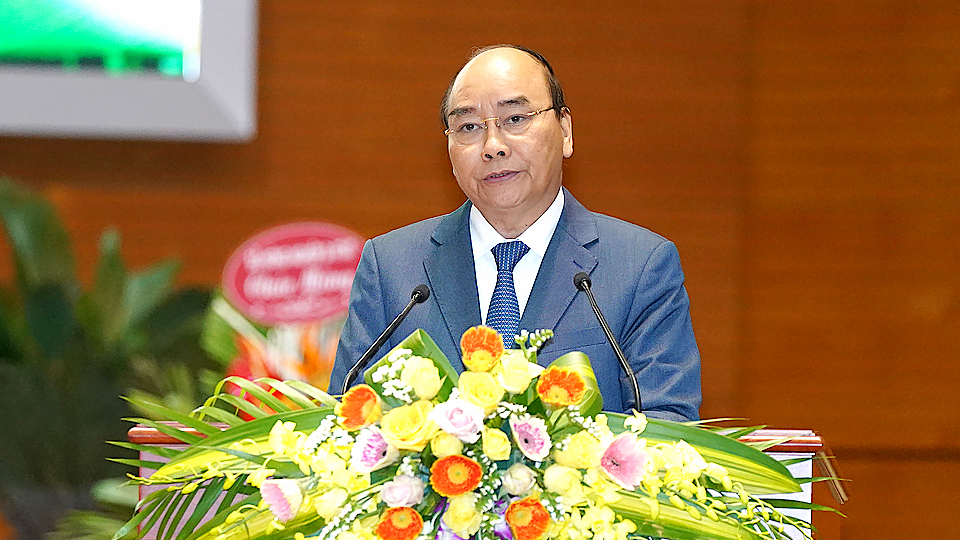 Thủ tướng Nguyễn Xuân Phúc phát biểu tại lễ kỷ niệm. Ảnh: VGP/Quang Hiếu