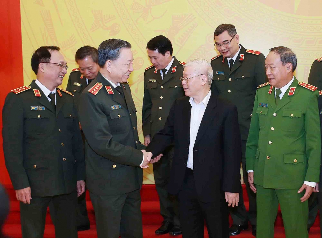 Tổng Bí thư, Chủ tịch nước Nguyễn Phú Trọng với các đại biểu dự Hội nghị. Ảnh: Doãn Tấn - TTXVN