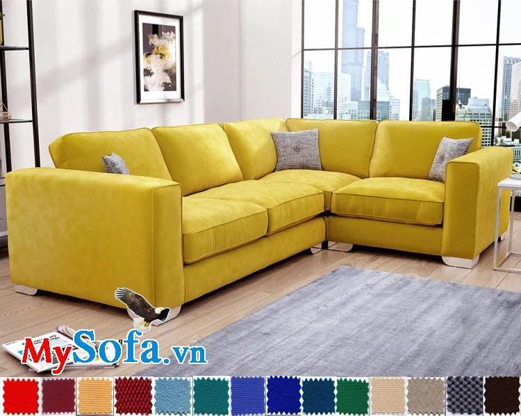 Sofa nỉ góc chữ L màu vàng chanh cho căn nhà bừng sáng