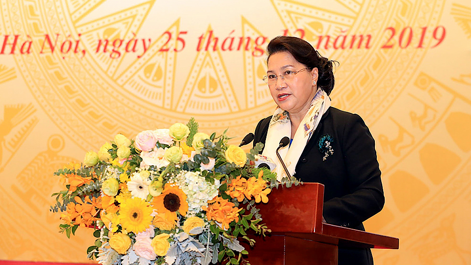 Chủ tịch Quốc hội Nguyễn Thị Kim Ngân phát biểu chỉ đạo Hội nghị. Ảnh: Anh Tuấn - TTXVN