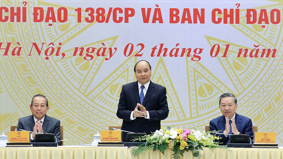 Thủ tướng Nguyễn Xuân Phúc tại hội nghị. Ảnh: Thống Nhất - TTXVN