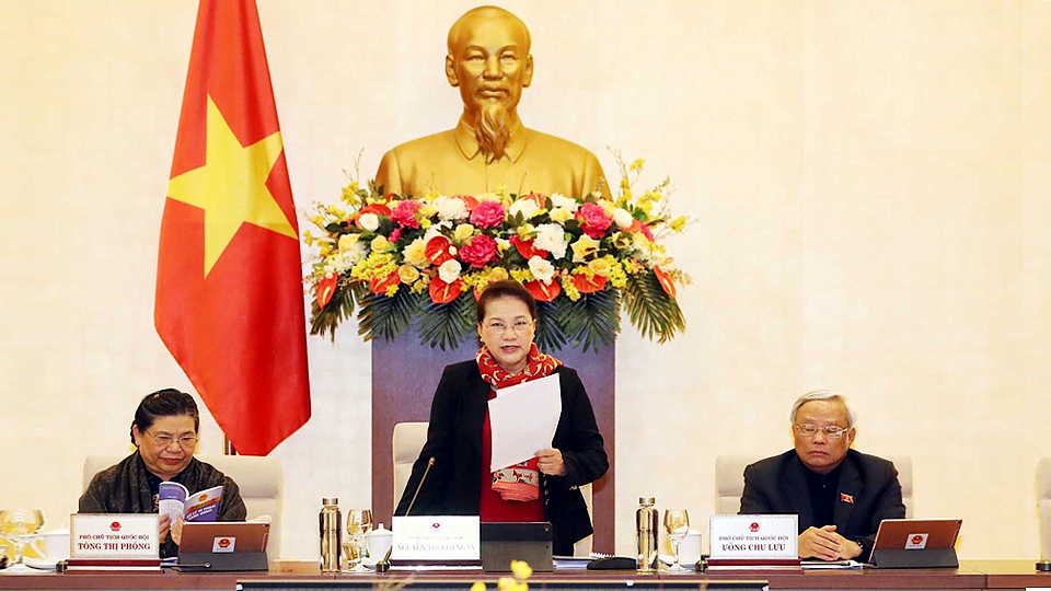 Chủ tịch Quốc hội Nguyễn Thị Kim Ngân phát biểu khai mạc Phiên họp. Ảnh: Trọng Đức - TTXVN