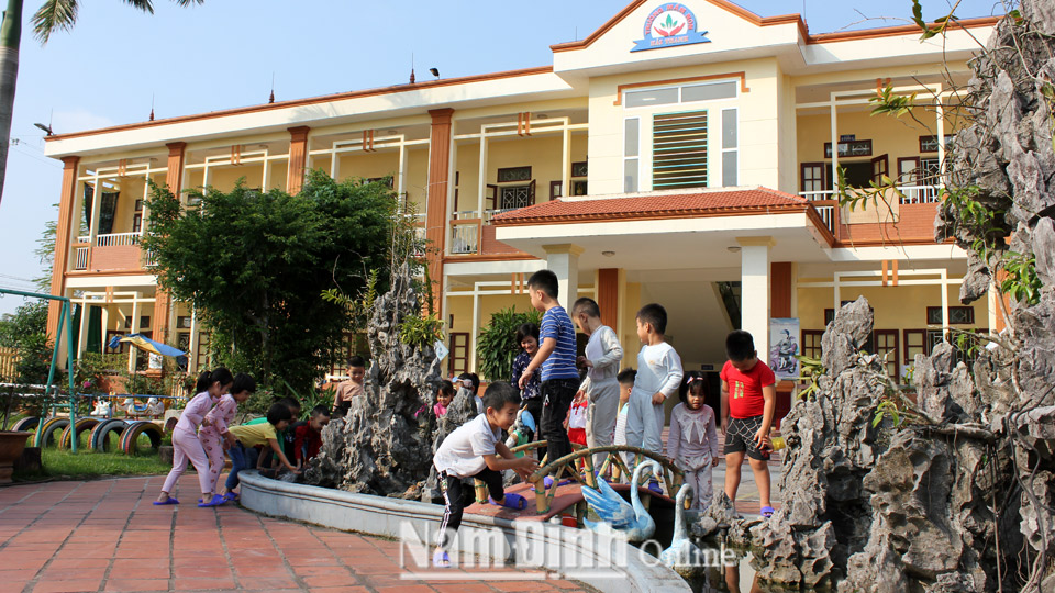 Trường Mầm non xã Hải Thanh được cải tạo, nâng cấp đạt chuẩn quốc gia về giáo dục.