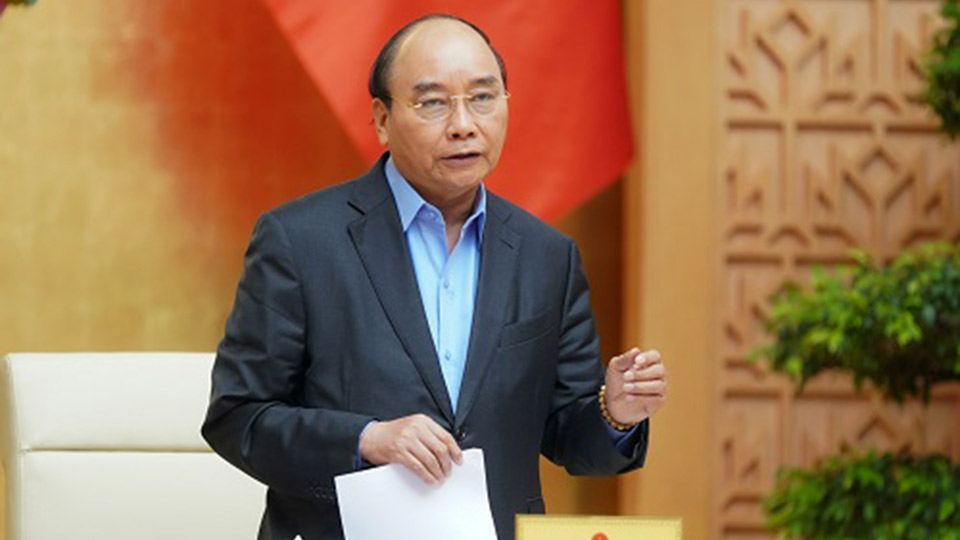 Thủ tướng Nguyễn Xuân Phúc phát biểu kết luận cuộc họp Thường trực Chính phủ về phòng chống dịch COVID-19 ngày 3-4-2020.  Ảnh: VGP/Quang Hiếu