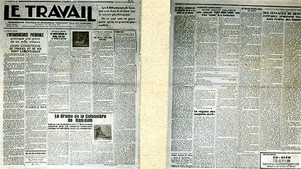Báo Le Travail, tuần báo chính trị và kinh tế xuất bản thứ 6 hàng tuần bằng tiếng Pháp tại Hà Nội, số 6, ngày 21/10/1936 