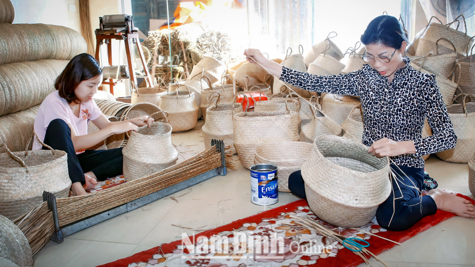 Nhờ các lớp đào tạo nghề ngắn hạn, nghề đan cói xuất khẩu ở xã Nam Lợi phát triển mạnh.