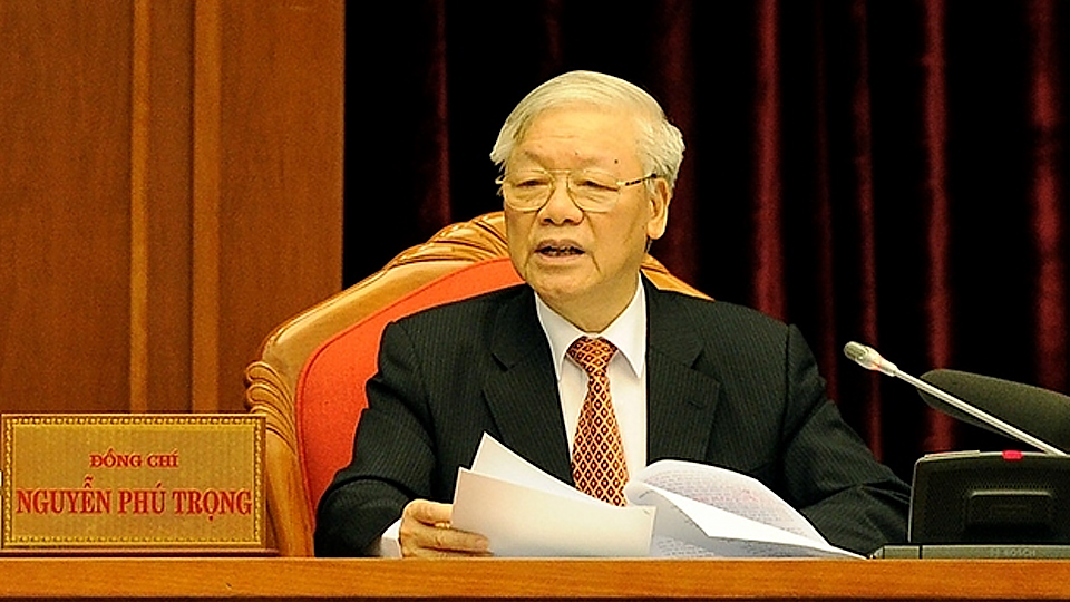 Tổng Bí thư, Chủ tịch nước Nguyễn Phú Trọng phát biểu khai mạc hội nghị. Ảnh: Phương Hoa - TTXVN