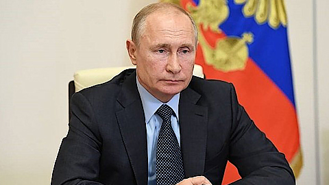 Tổng thống Nga V. Putin tại buổi họp trực tuyến về tình hình thị trường lao động và việc làm tại nước này. (Nguồn ảnh: Cổng thông tin Báo chí của Tổng thống)