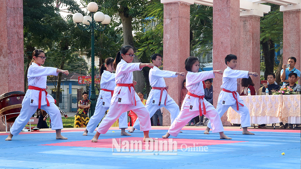 Biểu diễn Taekwondo tại khu vực Dàn Leo, thành phố Nam Định.