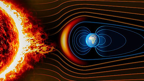 Đồ họa mô phỏng từ trường của Trái đất ngăn bức xạ có hại từ Mặt trời. (Ảnh: Earth).