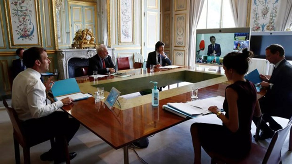 Cuộc họp trực tuyến của nhóm G7.  Ảnh: AFP
