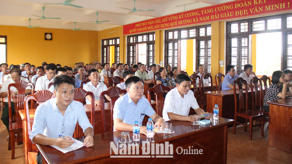 BHXH tỉnh tổ chức tuyên truyền chính sách BHXH tự nguyện, BHYT hộ gia đình tại xã Hải Nam (Hải Hậu).
