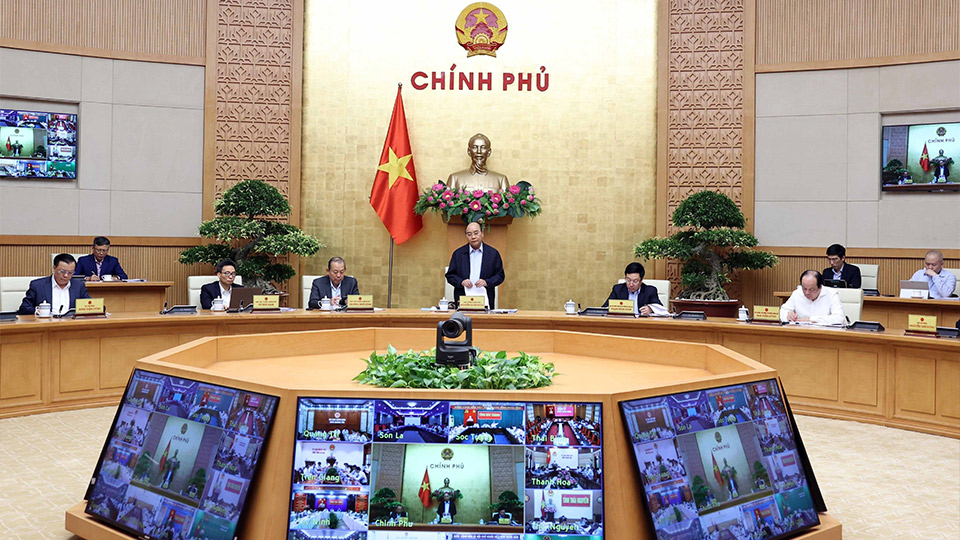 Thủ tướng Nguyễn Xuân Phúc phát biểu tại hội nghị. Ảnh: Thống Nhất - TTXVN