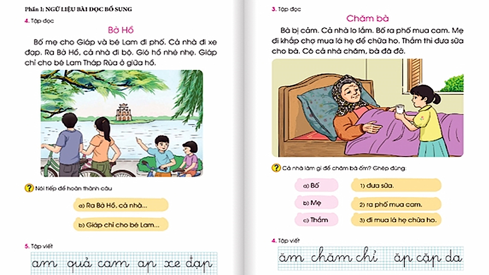  Những bài đọc mới được thay thế trong SGK tiếng Việt lớp 1- bộ Cánh Diều.