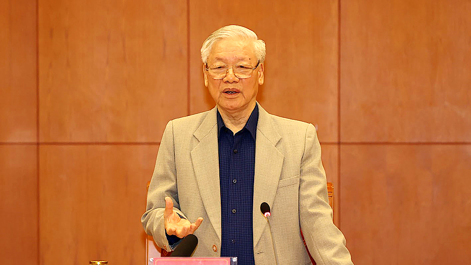 Tổng Bí thư, Chủ tịch nước Nguyễn Phú Trọng phát biểu kết luận cuộc họp. Ảnh: Trí Dũng - TTXVN