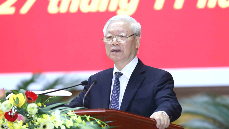 Tổng Bí thư, Chủ tịch nước Nguyễn Phú Trọng phát biểu chỉ đạo Hội nghị.  Ảnh: Phương Hoa - TTXVN