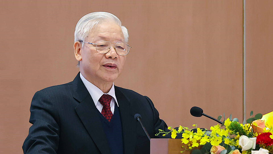 Tổng Bí thư, Chủ tịch nước Nguyễn Phú Trọng phát biểu tại Hội nghị. Ảnh: Thống Nhất  