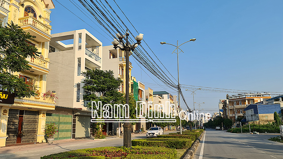 Các cột đèn chiếu sáng trên đường Đỗ Mạnh Đạo, Khu đô thị Bãi Viên (thành phố Nam Định) bị dây cáp quang, viễn thông gây hư hại.