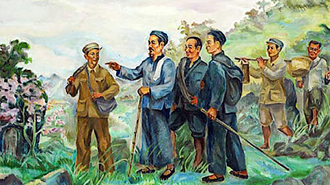  Tranh vẽ Bác Hồ về nước ngày 28-1-1941 (Ảnh: hochiminh.vn)