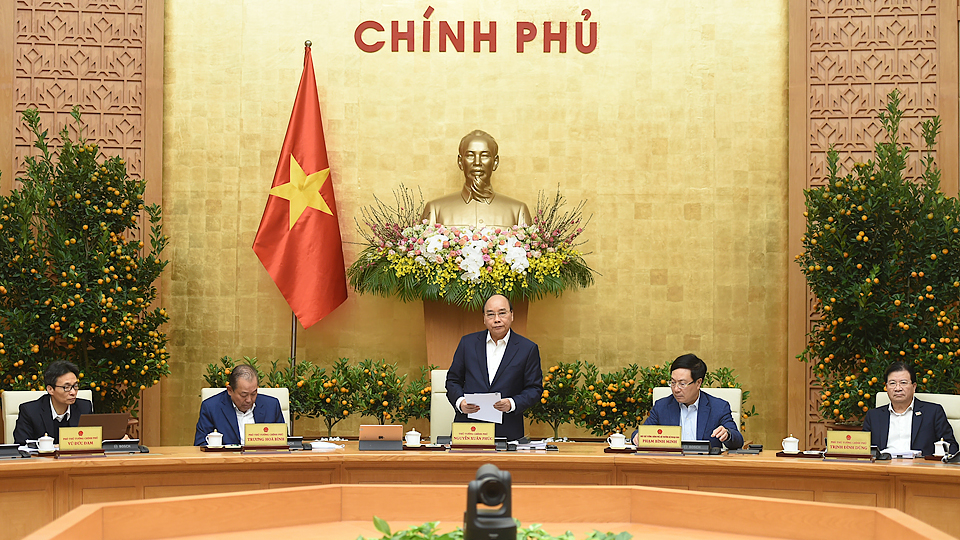Thủ tướng Nguyễn Xuân Phúc chủ trì phiên họp Chính phủ tháng 1-2021. Ảnh: VGP/Quang Hiếu