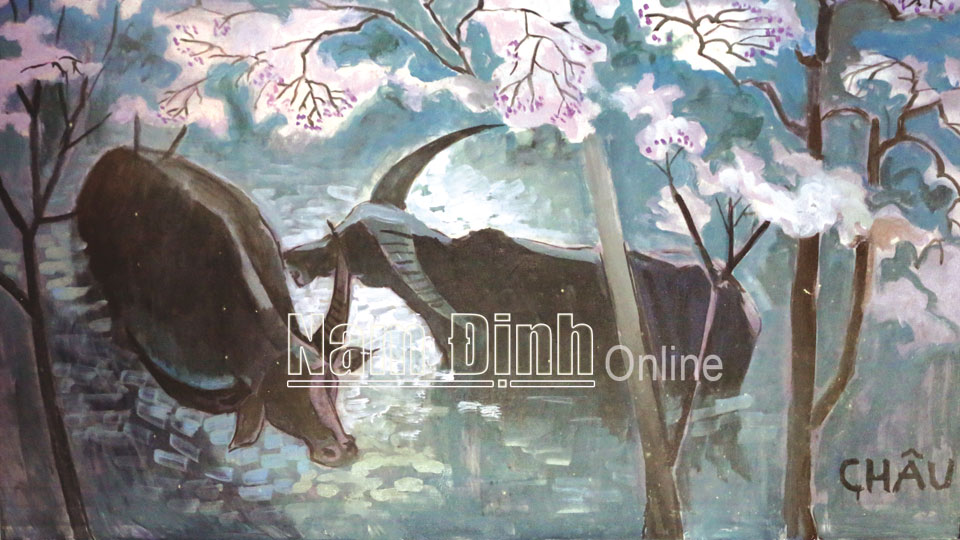 “Mùa hoa xoan” - Tranh sơn dầu của hoạ sĩ Nguyễn Ngọc Châu.