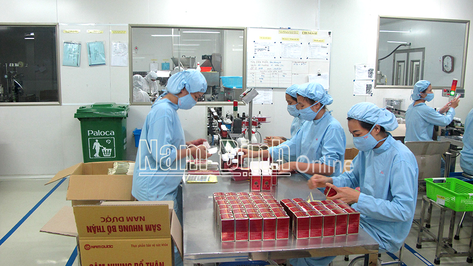 Sản xuất thuốc theo quy trình chuẩn GMP tại Công ty TNHH Nam Dược (thành phố Nam Định).