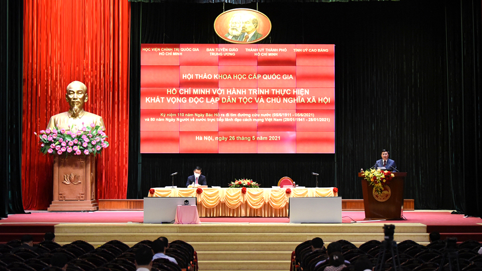 Hội thảo khoa học cấp quốc gia về chủ đề “Hồ Chí Minh với hành trình thực hiện khát vọng độc lập dân tộc và chủ nghĩa xã hội”.  Ảnh: VOv