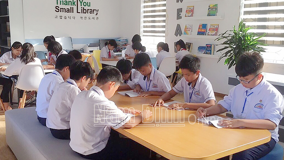 Trường THCS Đào Sư Tích (Trực Ninh) được đầu tư xây dựng Thư viện tiên tiến, hiện đại (Ảnh chụp trước ngày 27-4-2021).