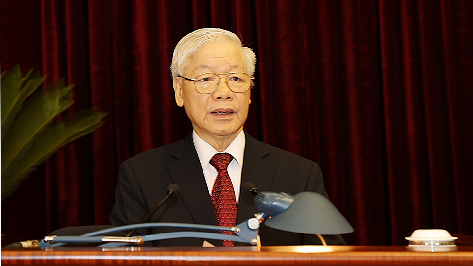 Tổng Bí thư Nguyễn Phú Trọng chủ trì, phát biểu khai mạc Hội nghị. Ảnh: TTXVN
