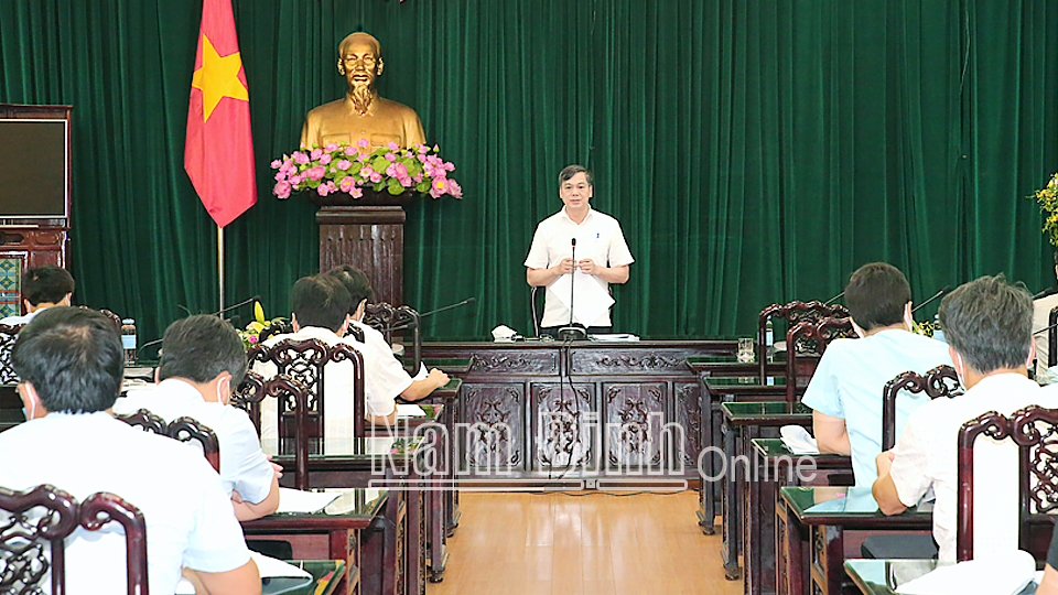 Đồng chí Trần Lê Đoài, TUV, Phó Chủ tịch UBND tỉnh phát biểu chỉ đạo hội nghị.