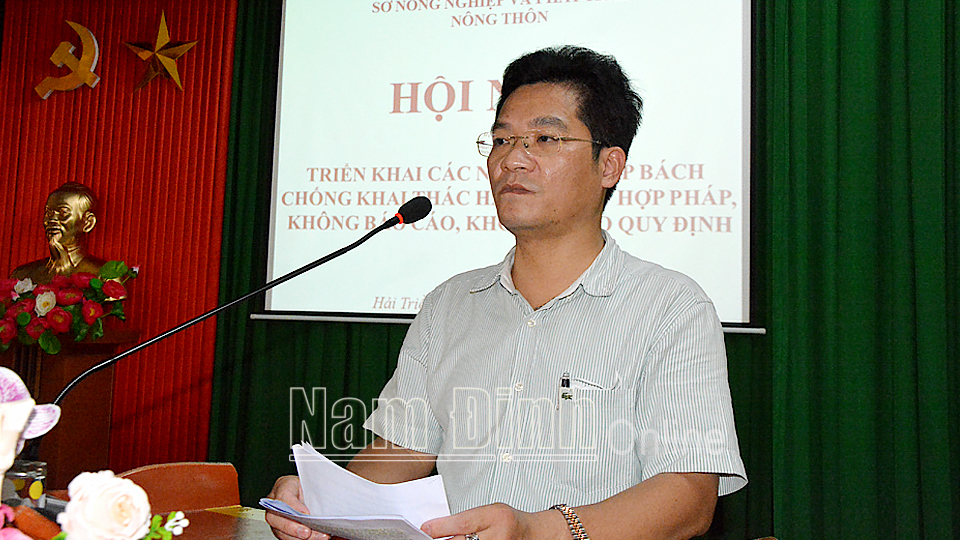 Đồng chí Trần Anh Dũng, Ủy viên Ban TVTU, Phó Chủ tịch Thường trực UBND tỉnh phát biểu kết luận hội nghị.