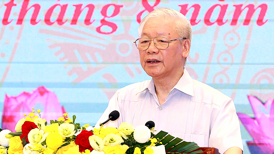 Tổng Bí thư Nguyễn Phú Trọng phát biểu chỉ đạo hội nghị. Ảnh: Phương Hoa - TTXVN