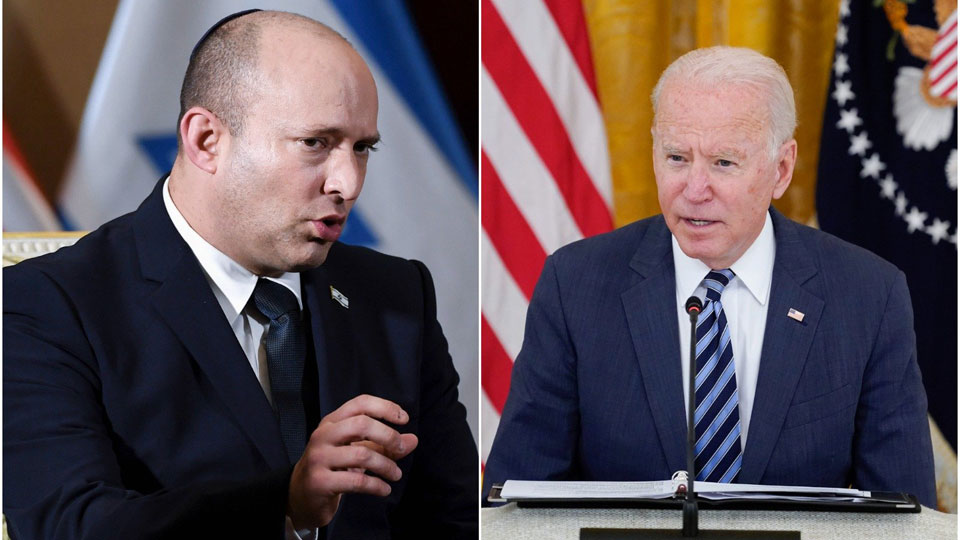 Tổng thống Mỹ Joe Biden (phải) và Thủ tướng Israel Naftali Bennett (trái).  Ảnh: AP/TTXVN