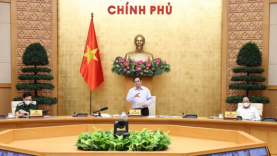 Thủ tướng Phạm Minh Chính kết luận cuộc họp. Ảnh: Dương Giang - TTXVN
