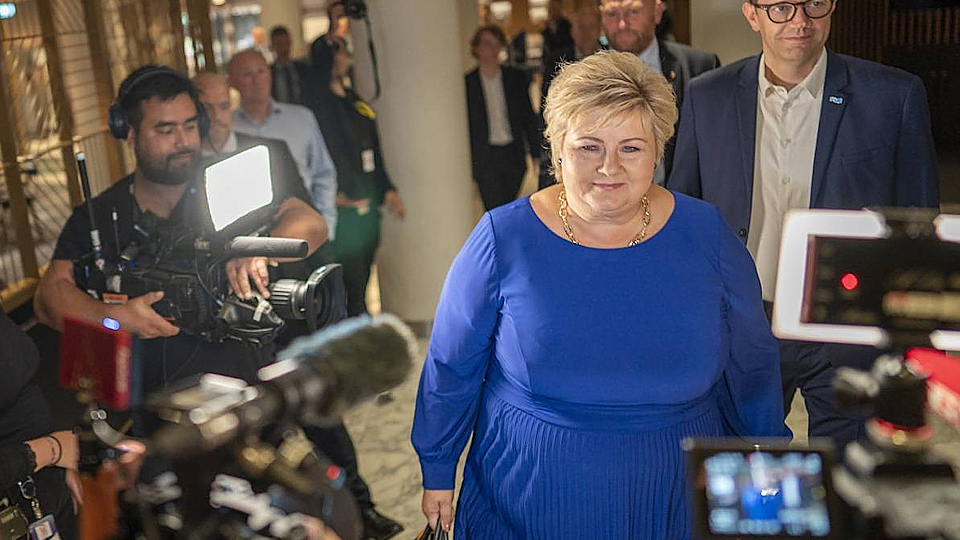 Liên minh Trung hữu của đương kim Thủ tướng Na Uy Erna Solberg đã bị mất thế đa số tại Quốc hội sau cuộc tổng tuyển cử ngày 13/9.(Nguồn: Worldakkam)