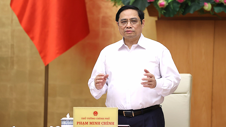 Thủ tướng Phạm Minh Chính phát biểu tại Phiên họp Chính phủ thường kỳ tháng 9.  Ảnh: Dương Giang/TTXVN