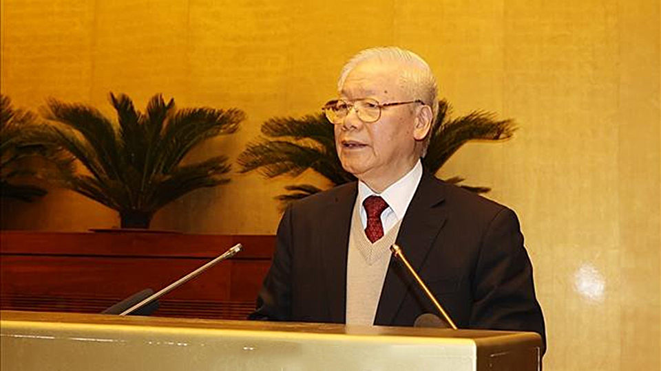 Tổng Bí thư Nguyễn Phú Trọng phát biểu chỉ đạo Hội nghị.  Ảnh: Trí Dũng – TTXVN