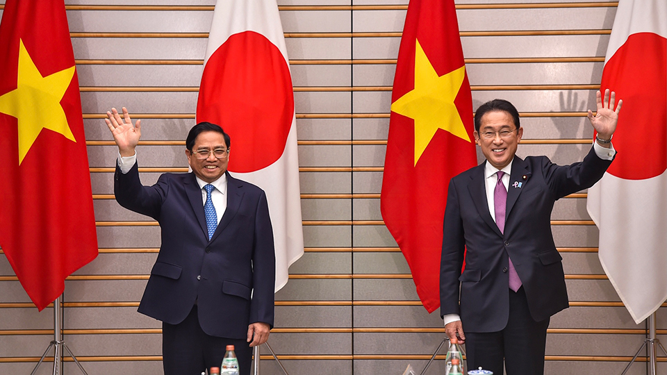 Thủ tướng Phạm Minh Chính và Thủ tướng Nhật Bản Kishida Fumio tại Hội đàm cấp cao Việt Nam - Nhật Bản. Ảnh: VGP/Nhật Bắc