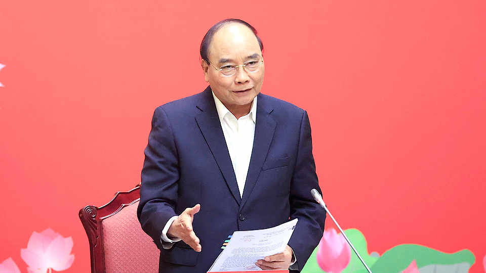 Chủ tịch nước Nguyễn Xuân Phúc phát biểu tại phiên họp.  Ảnh: Thống Nhất/TTXVN