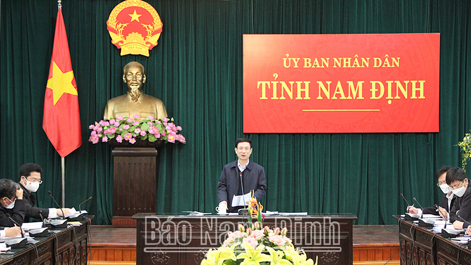 Đồng chí Phạm Đình Nghị, Phó Bí thư Tỉnh ủy, Chủ tịch UBND tỉnh phát biểu chỉ đạo tại hội nghị.