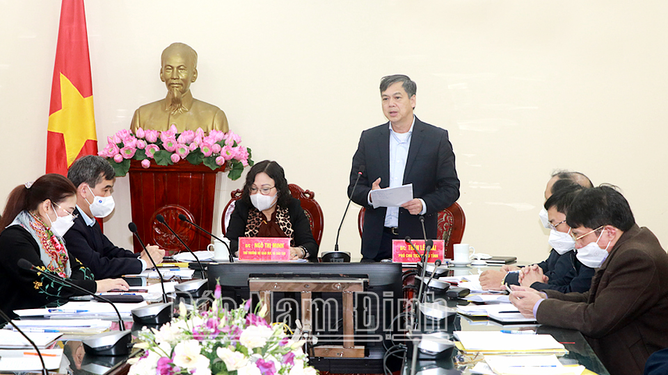Đồng chí Trần Lê Đoài, TUV, Phó Chủ tịch UBND tỉnh phát biểu tại buổi làm việc.