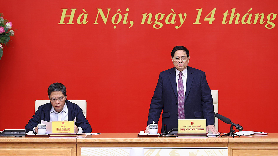 Thủ tướng Chính phủ Phạm Minh Chính phát biểu chỉ đạo tại hội nghị.  Ảnh: Dương Giang - TTXVN