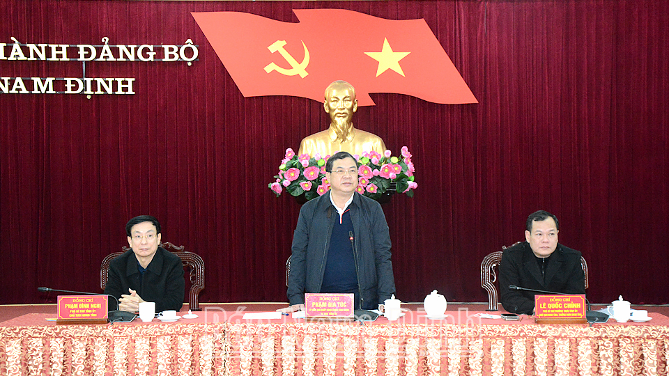 Đồng chí Phạm Gia Túc, Ủy viên Ban Chấp hành Trung ương Đảng, Bí thư Tỉnh ủy phát biểu kết luận hội nghị.